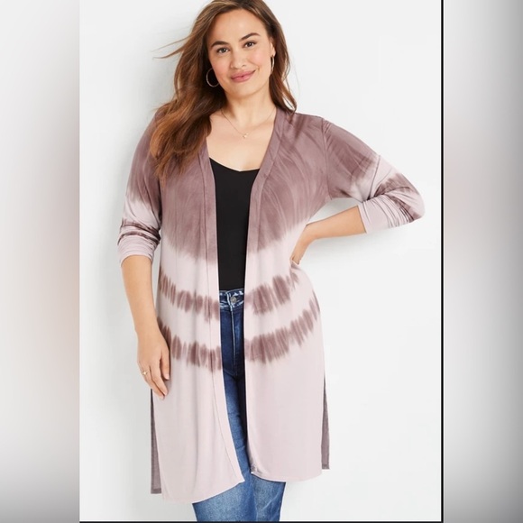 Maurices Mauve and Cream Tie-Dye Cardigan - Picture 5 of 6